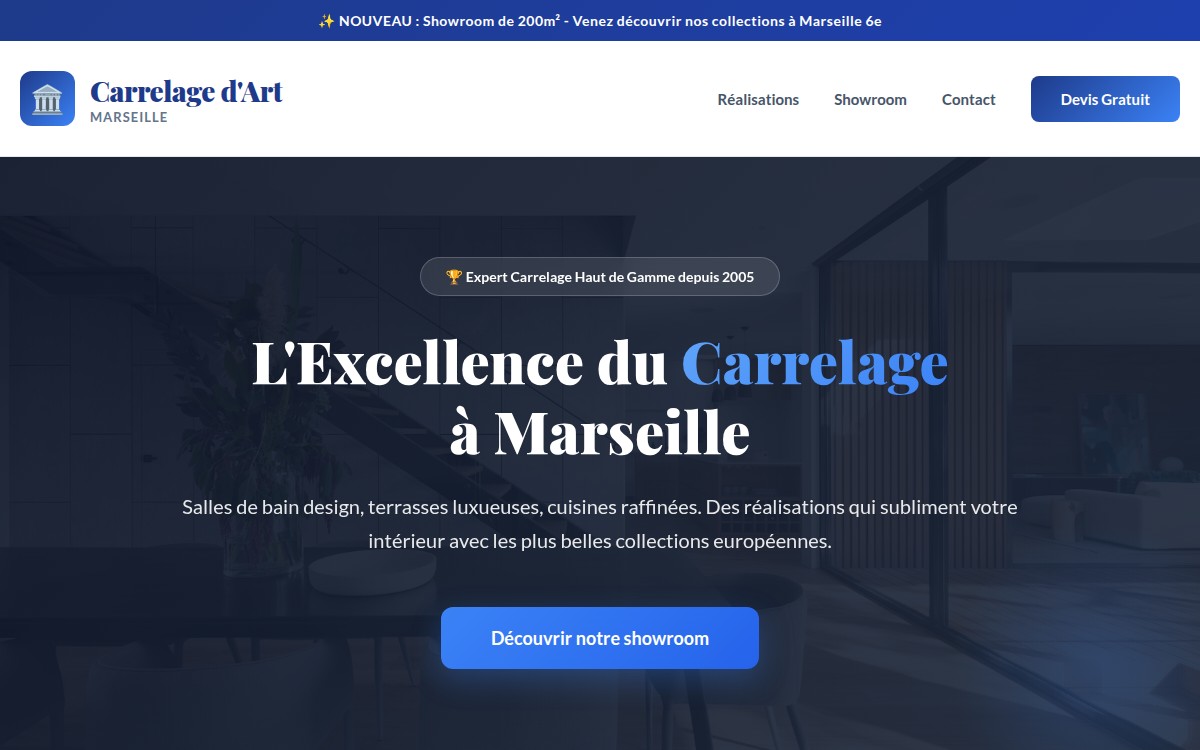 Site internet pour carreleur haut de gamme Marseille