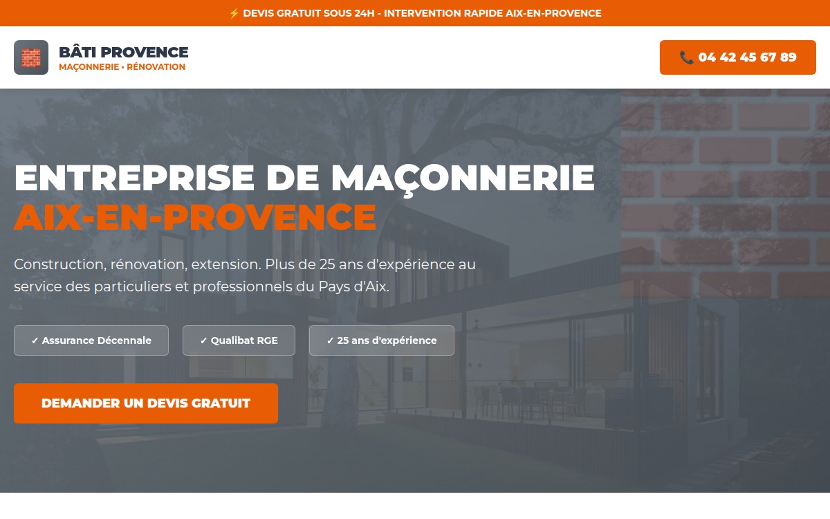 Site internet pour maçon Aix-en-Provence