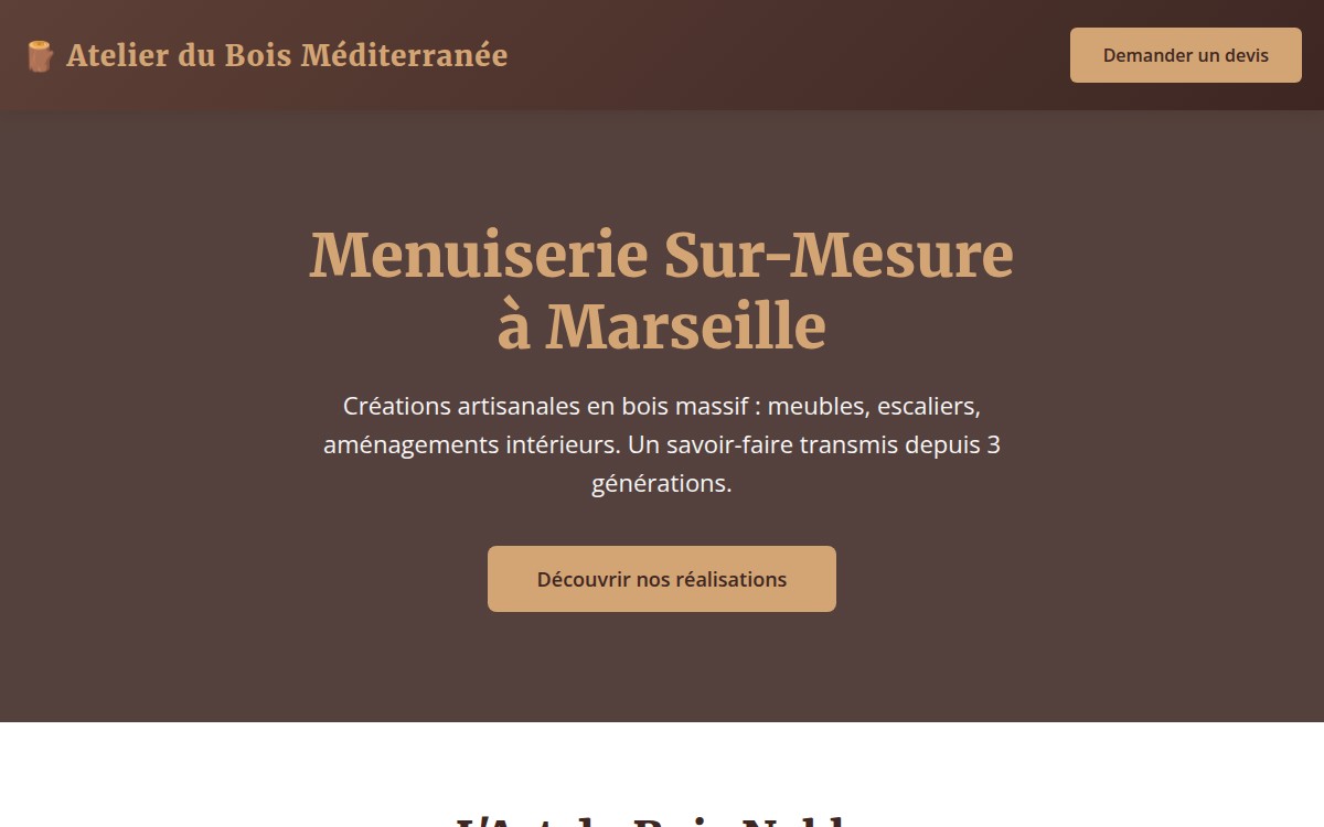 Site internet pour menuisier ébéniste Marseille