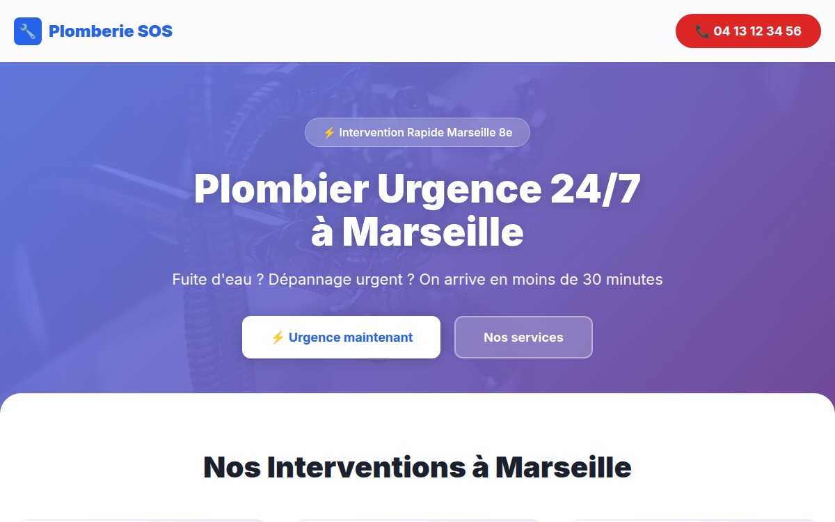Site internet pour plombier professionnel Marseille